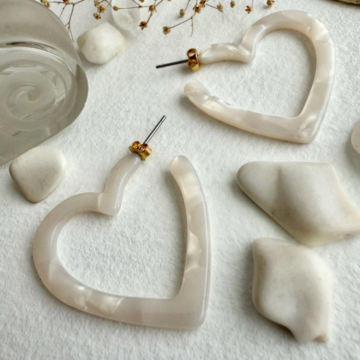 Pika & Bear "Wilson" Acetate Heart Hoop Earrings