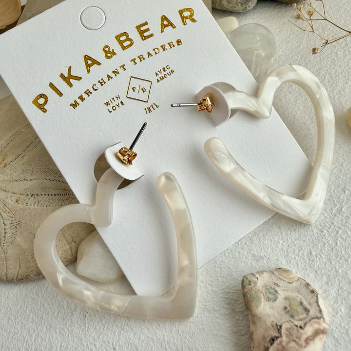 Pika & Bear "Wilson" Acetate Heart Hoop Earrings