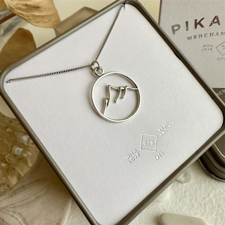 Pika & Bear "Assiniboine" Mountain Silhouette Charm Necklace