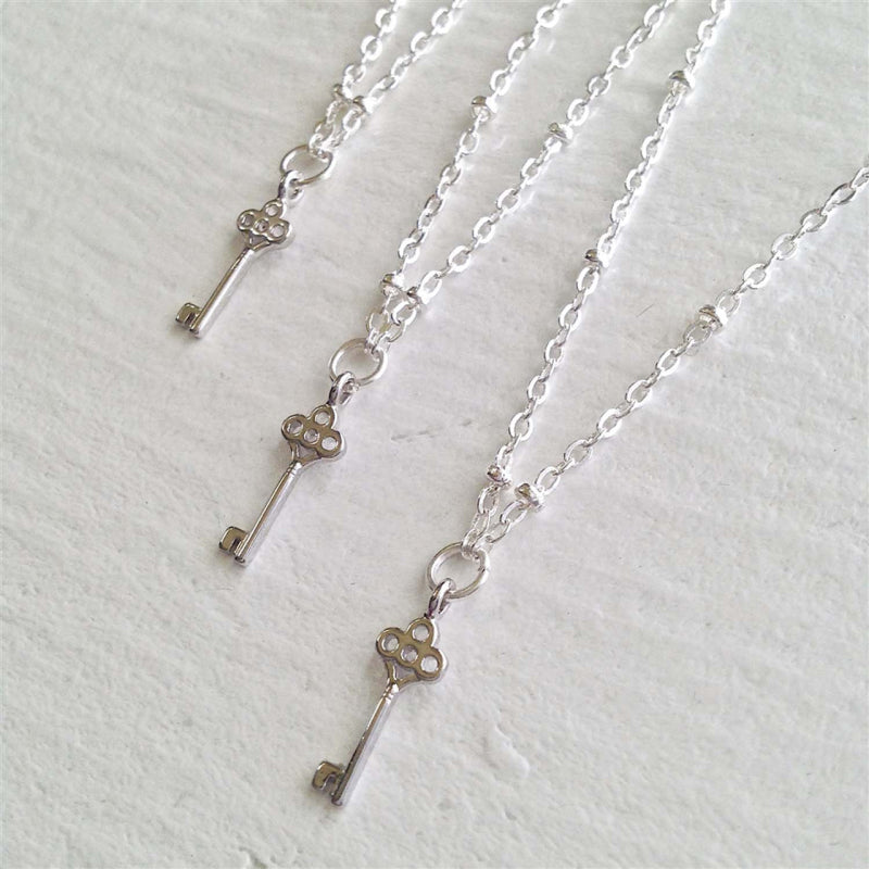 Pika & Bear "Minerva" Tiny Key Charm Necklace