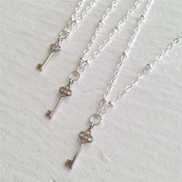 Pika & Bear "Minerva" Tiny Key Charm Necklace