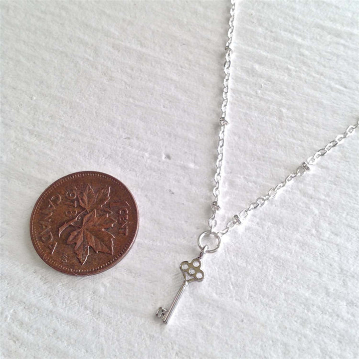 Pika & Bear "Minerva" Tiny Key Charm Necklace