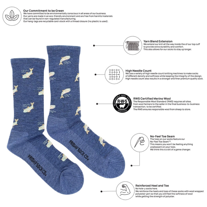 Friday Sock Co. Men's Fish Merino Wool Socks