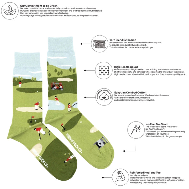 Friday Sock Co. Men's Funny Golf Scene Socks