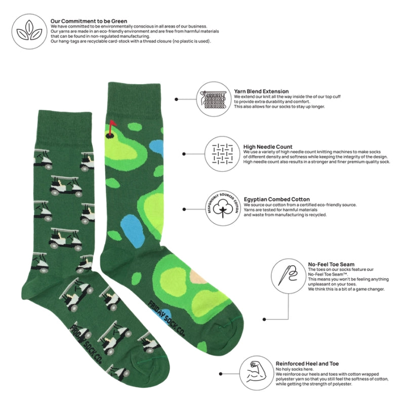 Friday Sock Co. Men's Golf & Golf Cart