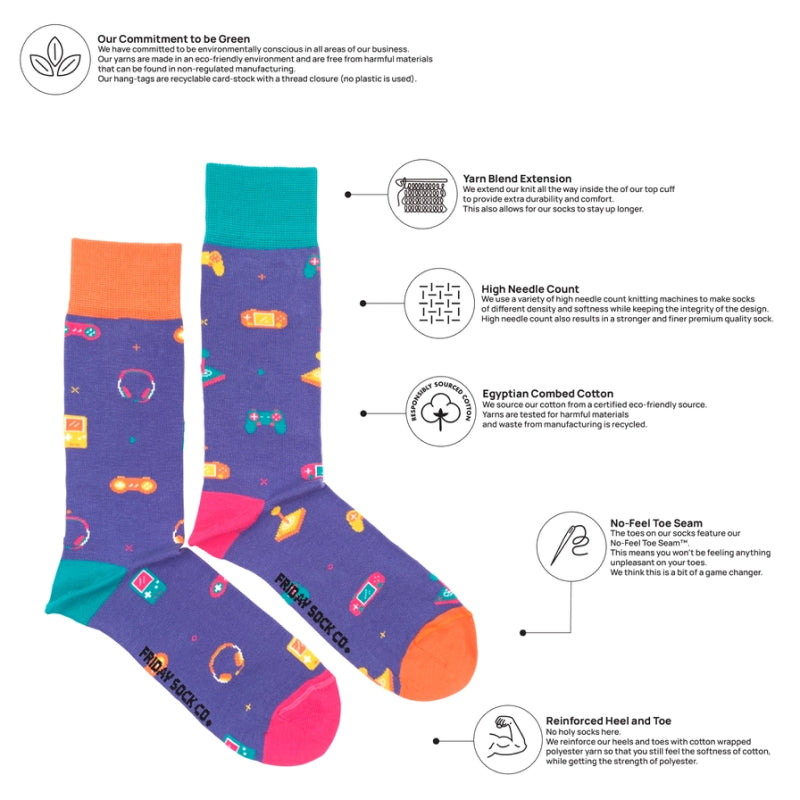 Friday Sock Co. Men's Video Games Socks