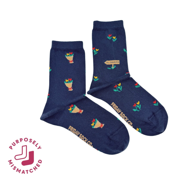 Friday Sock Co. Women's Tulip Market Mismatched Crew Socks
