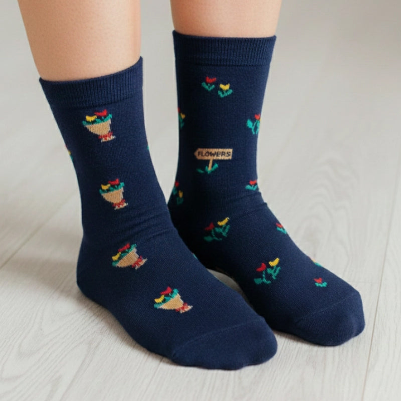 Friday Sock Co. Women's Tulip Market Mismatched Crew Socks