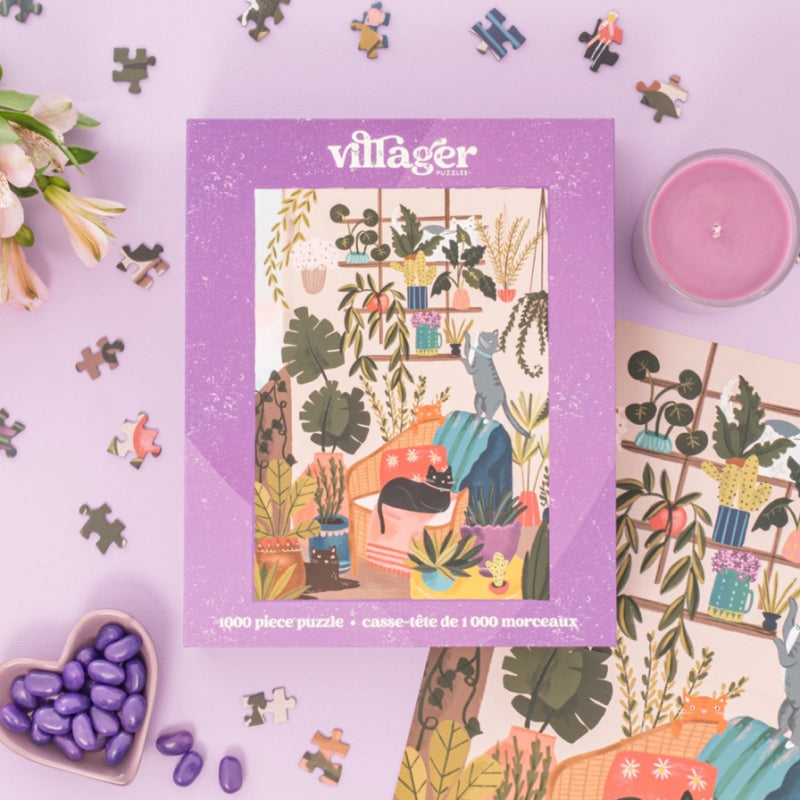 Villager Puzzles Balcony Cats | 1000-Piece Puzzle | Designed in Canada