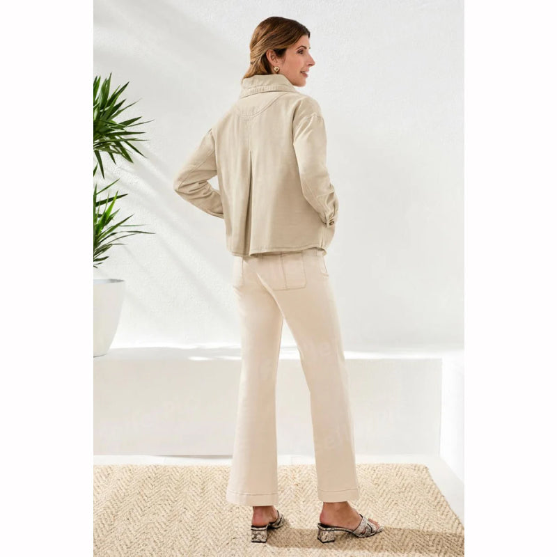 Tribal Slub Twill Button Front Jacket With Drawcord Collar