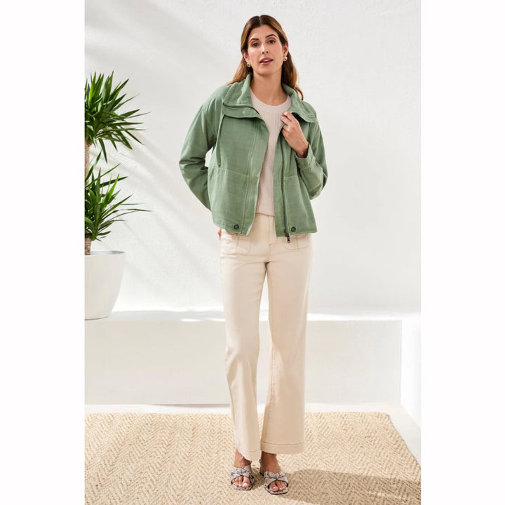 Tribal Slub Twill Button Front Jacket With Drawcord Collar