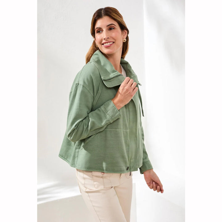 Tribal Slub Twill Button Front Jacket With Drawcord Collar