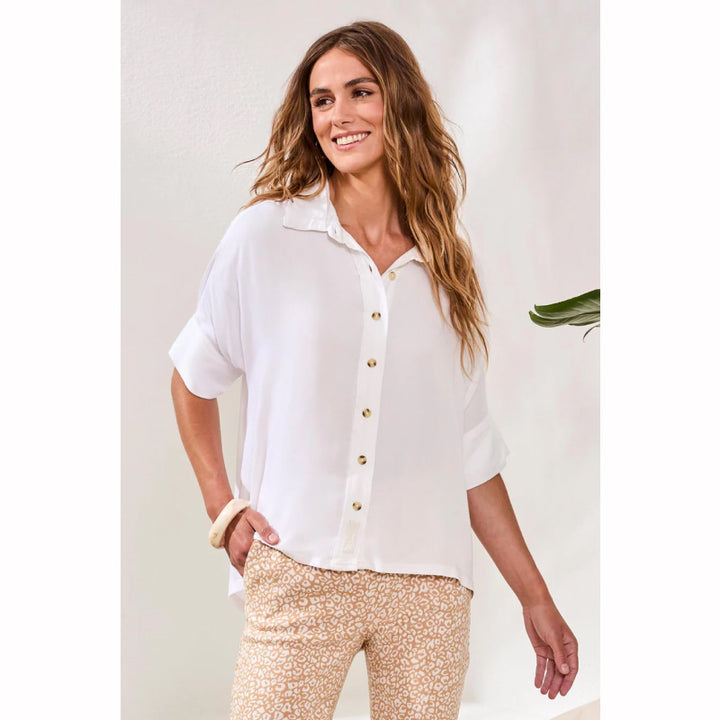 Tribal Soft Satin Drop Shoulder Classic Blouse