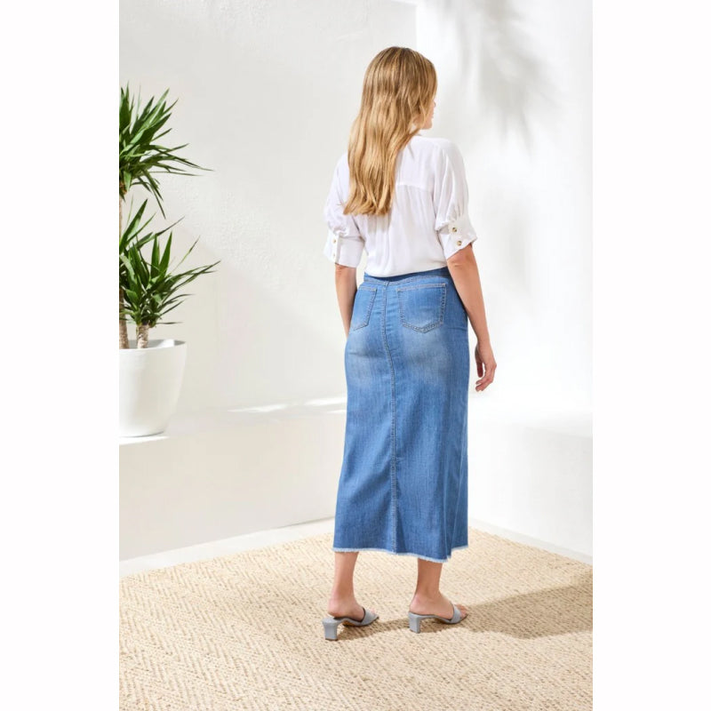 Jupe en jean tribale pleine longueur avec poches