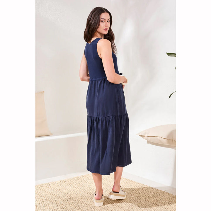 Robe mi-longue à volants et col bateau, style tribal mixte, sans manches