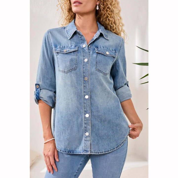 Tribal Classic Soft Denim Shirt With Roll-Up Sleeves