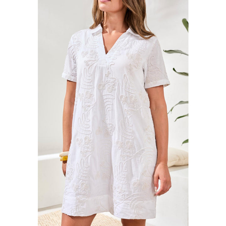 Tribal Short Sleeve V-Neck Tunic Dress