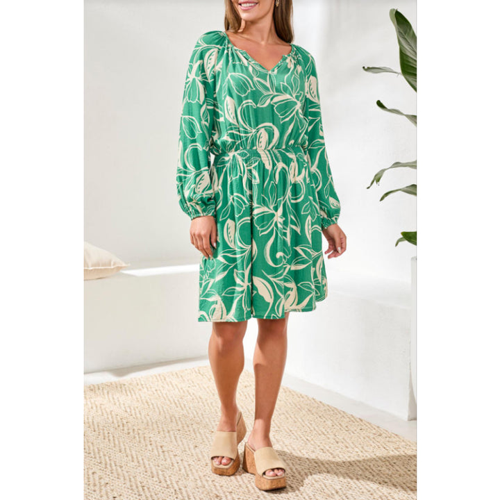 Tribal Long Sleeve V-Neck Dress