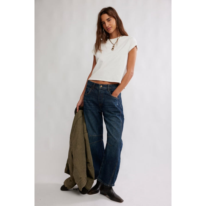 Free People We The Free Good Luck Mid Rise Barrel - Deep End