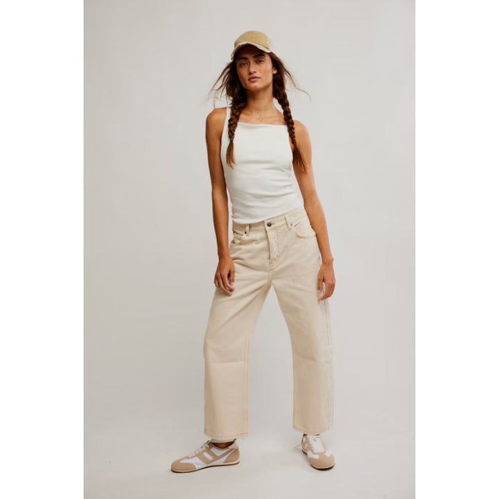 Free People We the Free Deep Trance Dropped Boyfriend Jeans - Casual Khaki