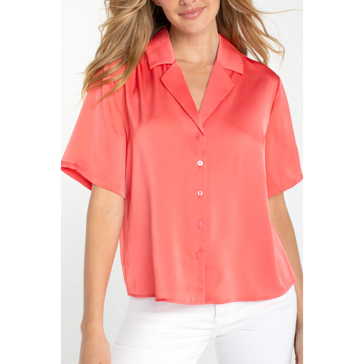 Liverpool Short Sleeve Camp Collar Blouse