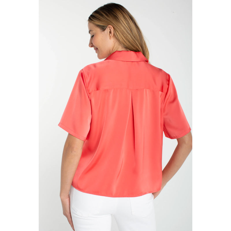 Liverpool Short Sleeve Camp Collar Blouse