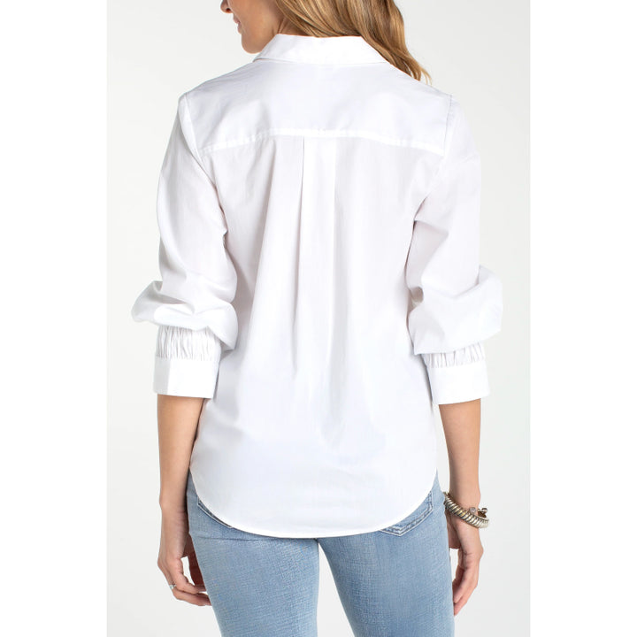 Liverpool Adjustable Sleeve Button Front Woven Top