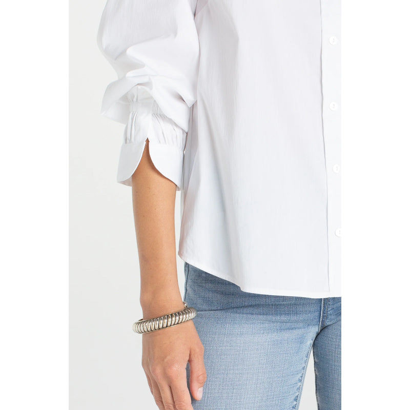 Liverpool Adjustable Sleeve Button Front Woven Top