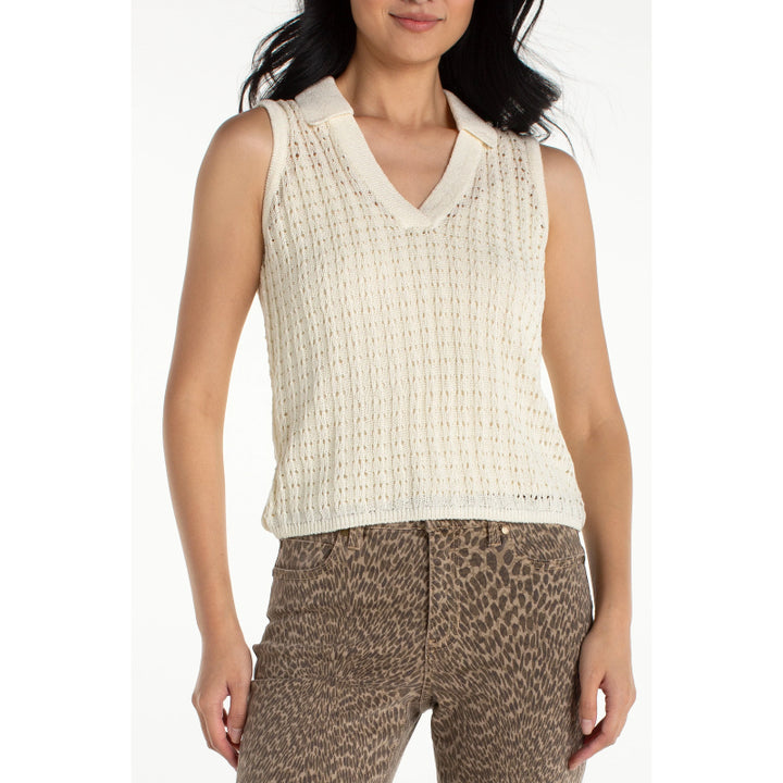 Liverpool Sleeveless Johnny Collar Sweater