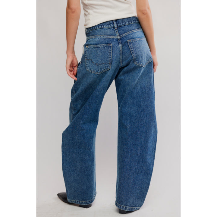 Pantalon taille basse Golden Hour de Free People, couleur Deacon Blue