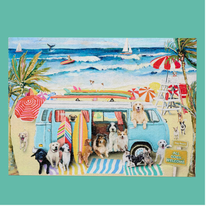 Werk Shoppe Doggie Surf School 1000 Piece Puzzle