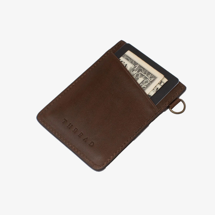 Thread Vertical Leather Wallet