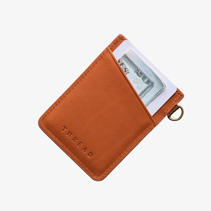 Thread Vertical Leather Wallet