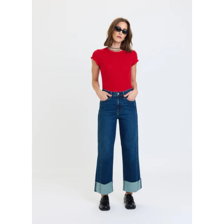 Daze Denim Pleaser High Rise Wide Ankle - Slow Motion