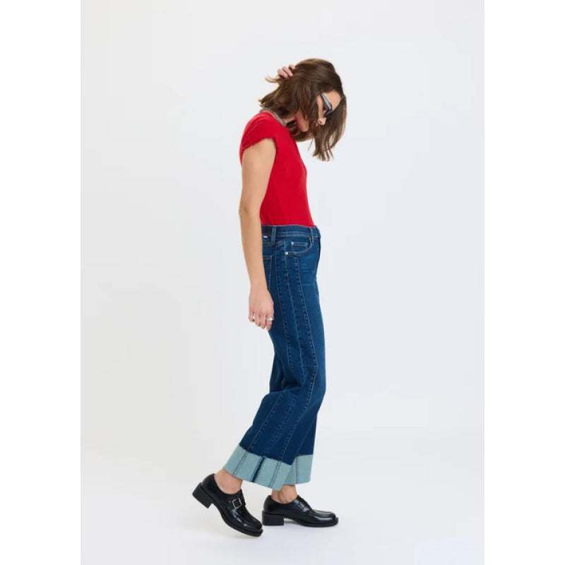 Daze Denim Pleaser High Rise Wide Ankle - Slow Motion
