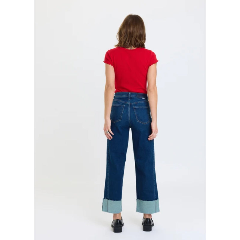 Daze Denim Pleaser High Rise Wide Ankle - Slow Motion