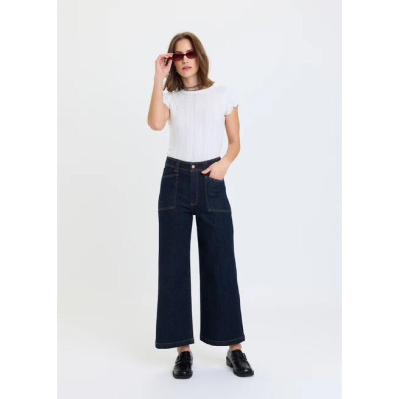 Daze Denim Valley Girl Wide Leg Ankle - Rinse