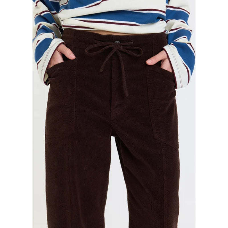Daze Denim Villa Drawstring Barrel Leg Pant - Chocolate