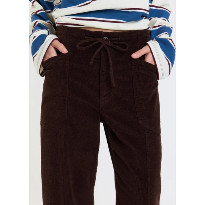 Daze Denim Villa Drawstring Barrel Leg Pant - Chocolate