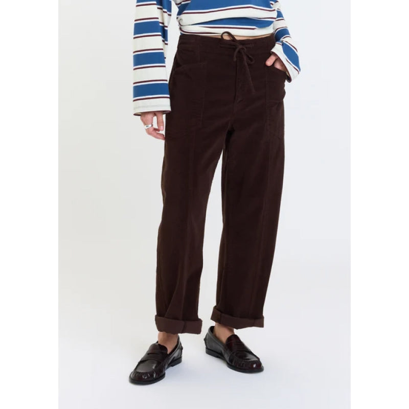 Daze Denim Villa Drawstring Barrel Leg Pant - Chocolate