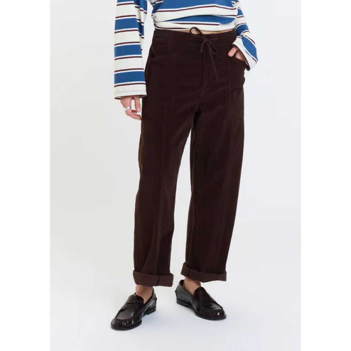Daze Denim Villa Drawstring Barrel Leg Pant - Chocolate