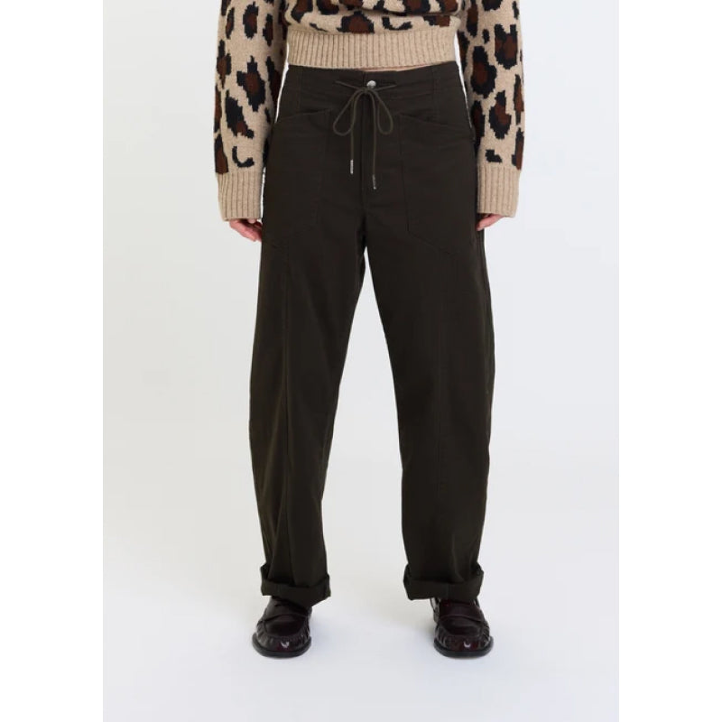 Daze Denim Villa Drawstring Barrel Leg Pant - Fern