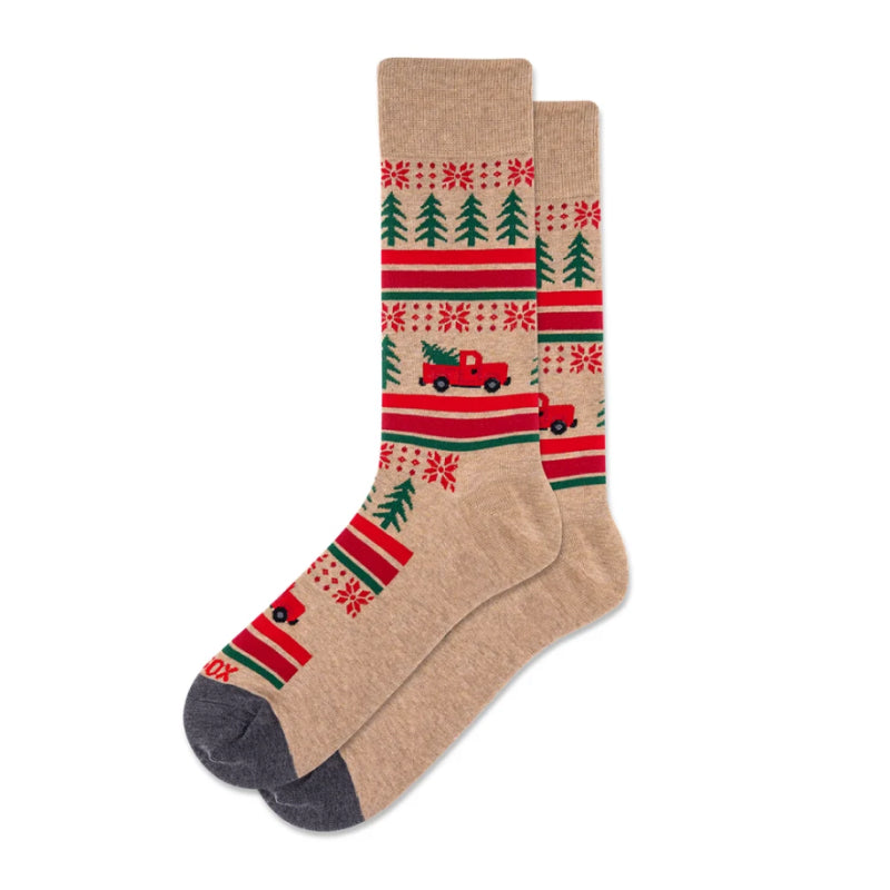 Hotsox Men's Christmas Truck Crew Socks