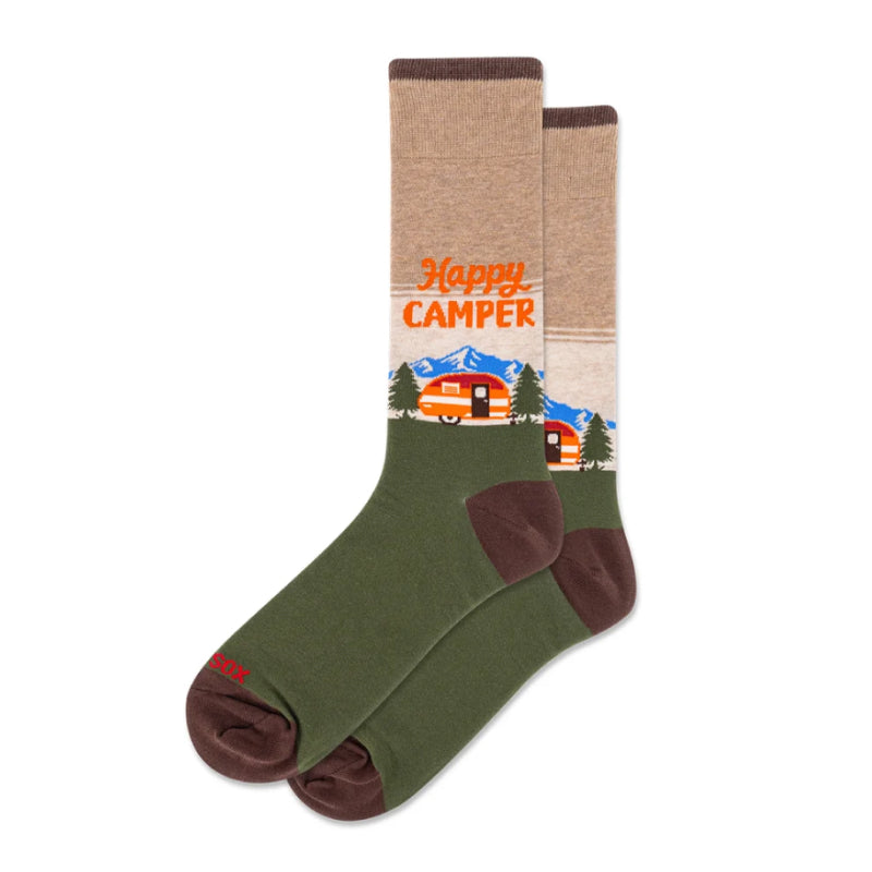 Hotsox Men's Happy Camper Crew Socks