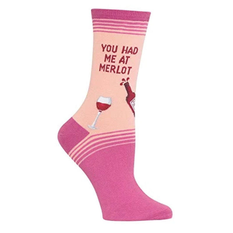Hotsox Women's You Had Me At Merlot Crew Socks