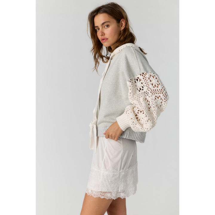 Free People Laced In Crochet Sleeve Hoodie
