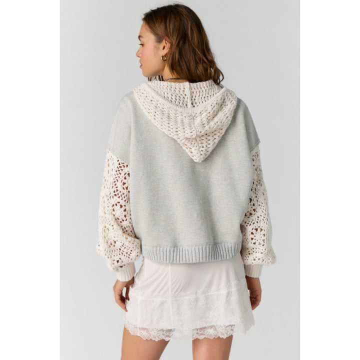 Free People Laced In Crochet Sleeve Hoodie