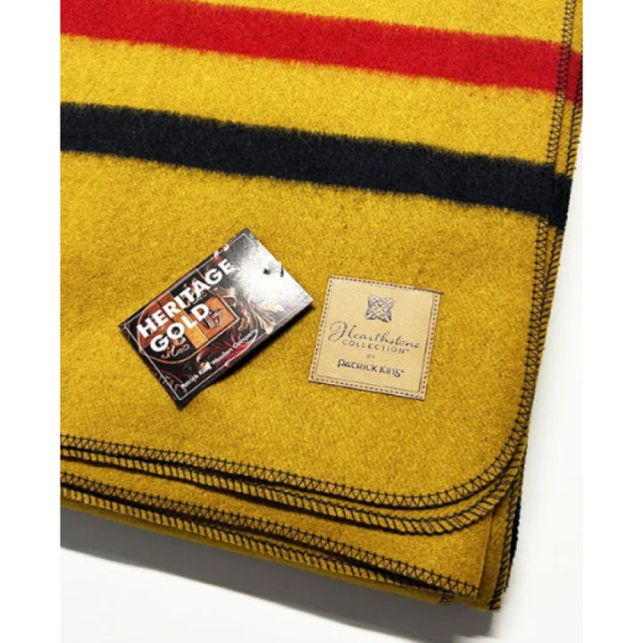 Patrick King Woollen Company - Couverture en laine lourde à rayures Heritage Gold