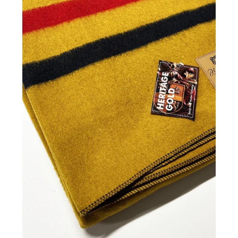Patrick King Woollen Company - Couverture en laine lourde à rayures Heritage Gold
