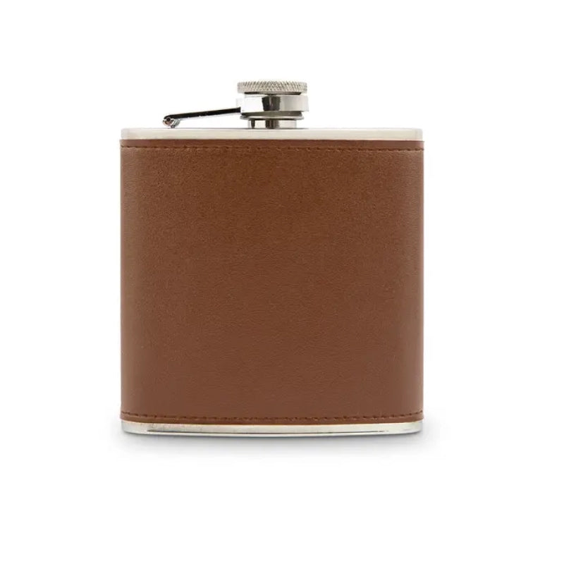 Faux Leather Wrapped Metal Hip Flask